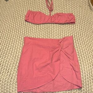 Half heart MINI SKIRT SET M Pink